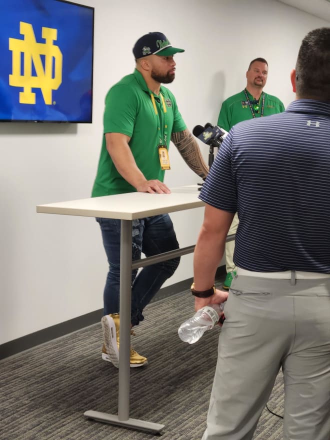Former Notre Dame All-American Manti meets the media Saturday ahead of the ND-Cal game.