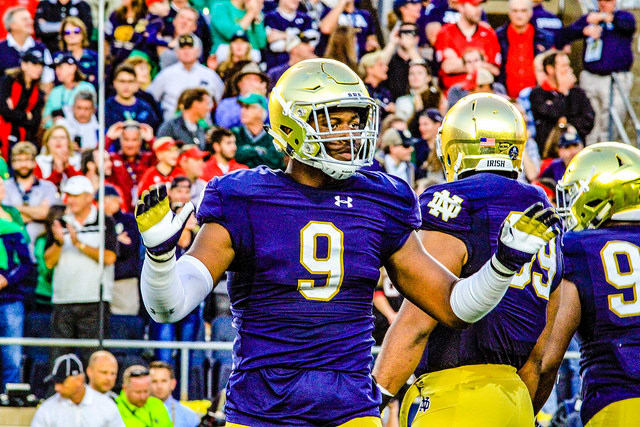 Former Notre Dame Fighting Irish football player Daelin Hayes was drafted by the Baltimore Ravens