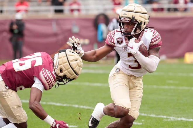 WR Bryan Robinson, shown making a play this spring, is leaving the Florida State football team. 