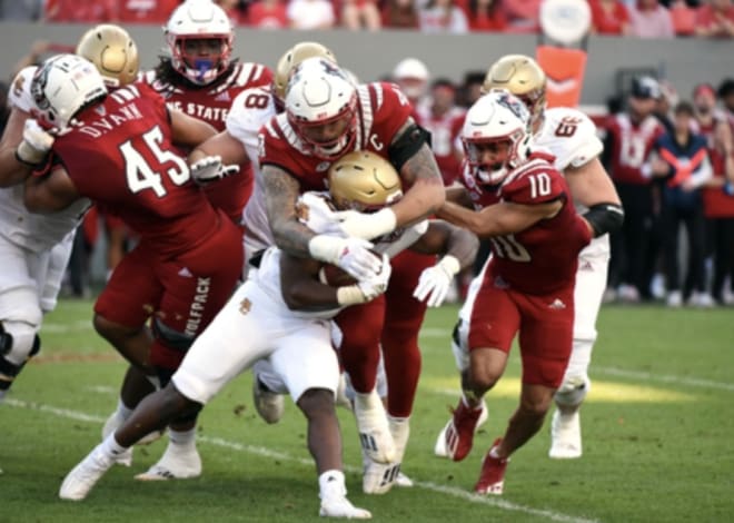 NC State senior nose tackle Cory Durden makes the tackle Saturday against Boston College at Carter-Finley Stadium in Raleigh. Boston College won 21-20.