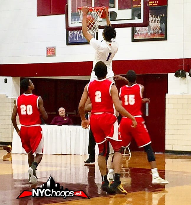 Moses Brown dominating the paint with one of many slam dunks