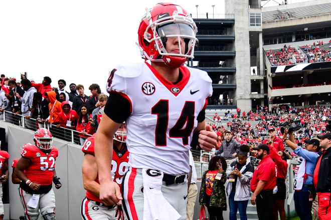 Georgia quarterback Gunner Stockton has worked as the scout team thus far. (Rob Davis/UGA Sports Communications)