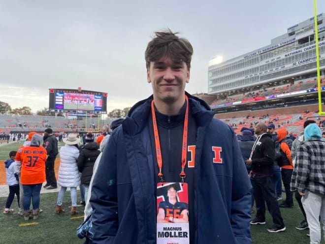 2022 offensive lineman Magnus Moller during a game-day visit to Illinois.  