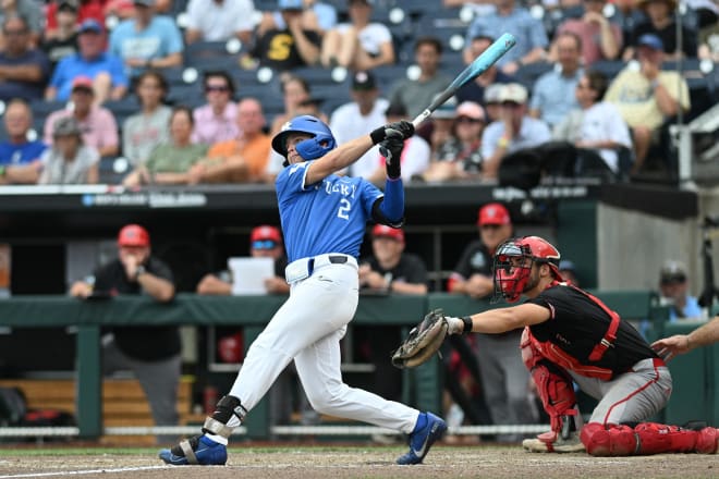 Mitchell Daly blasted a home run with two outs in the 10th inning to give Kentucky a 5-4 win over NC State on Saturday in the College World Series at Charles Schwab Field in Omaha, Neb.