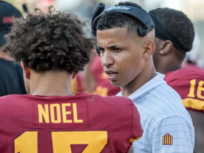 Iowa State's new offensive coordinator Nate Scheelhaase will continue working with Jaylin Noel and other wide receivers.