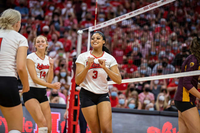 2021 Nebraska All-American Middle Blocker Kayla Caffey has entered the transfer portal