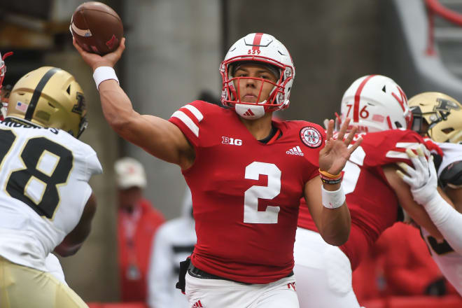 Nebraska quarterback Adrian Martinez discussed how he's grown as a vocal leader during Big Ten Media Days on Thursday.