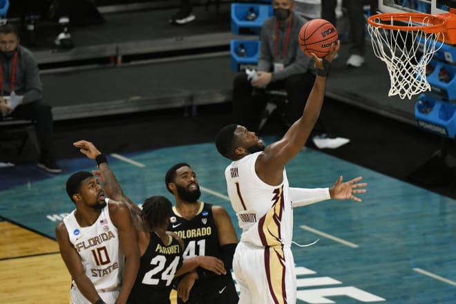 FSU forward RaiQuan Gray drives in for a basket Monday night against Colorado in the NCAA Tournament.