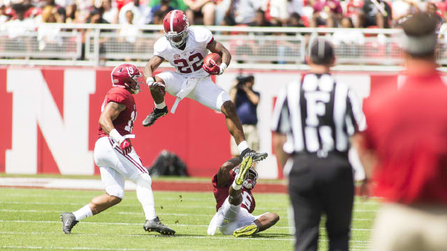 Alabama running back Najee Harris (22) had a game-high 70 rushing yards on 17 carries during A-Day. Photo | Laura Chramer