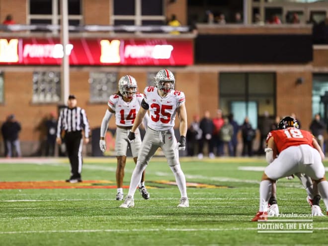 Tommy Eichenberg and the Ohio State defense face a stiff test on Saturday vs. Michigan. (Birm/DTE)