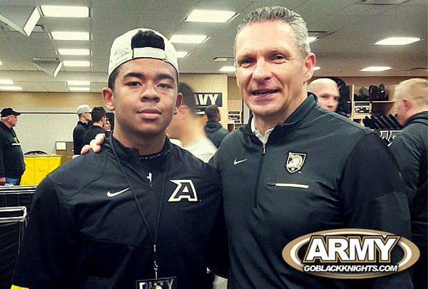 QB Jordan Johnson with Army head coach Jeff Monken during the QB's official visit