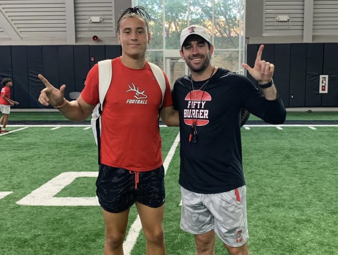2025 QB Jamison Kitna with Texas Tech Sr Offensive Analyst Kirk Bryant