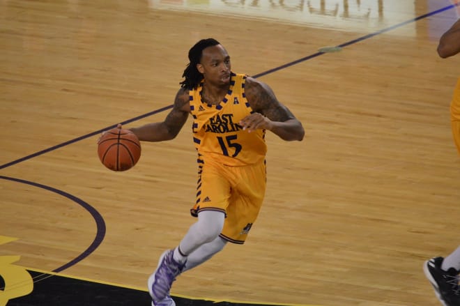 Kentrell Barkley and East Carolina fall to SMU Wednesday night in Moody Coliseum in Dallas.