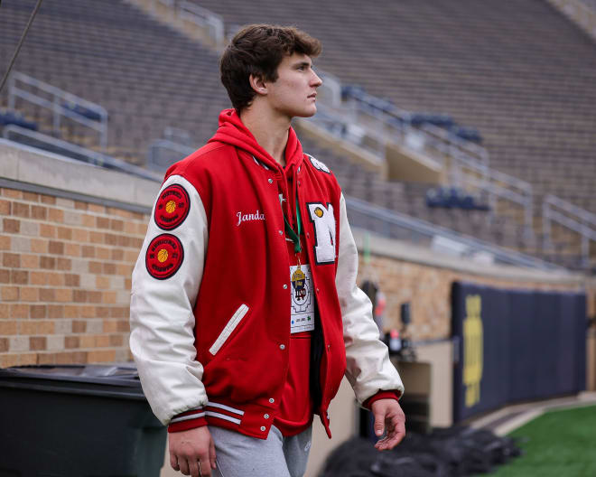 Jack Janda took his first visit to Notre Dame football this season on Saturday. Janda is building a relationship with the staff and has even got connected with 2024 quarterback commit CJ Carr.