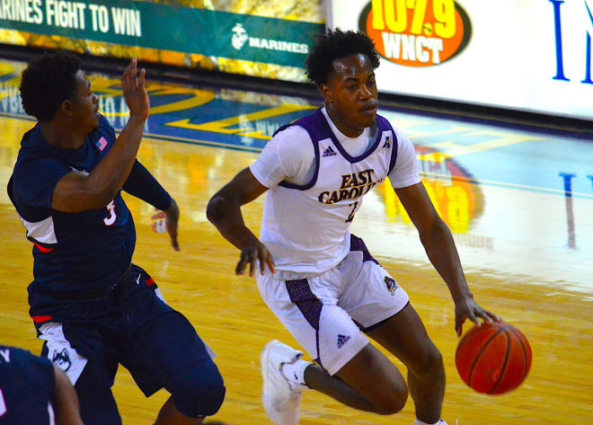 Tristen Newton scored 25 points to lead ECU in a 84-63 loss to Connecticut in the Pirates last home game.