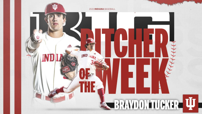 Braydon Tucker was named Big Ten Pitcher Of The Week after his performance in the combined no-hitter vs. Illinois.  (IU Athletics)