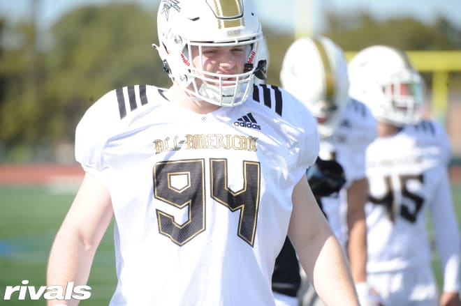 Future Hawkeye Logan Jones started at defensive end in the All-American Bowl on Saturday.