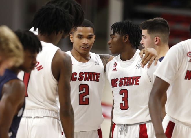 NC State Wolfpack basketball freshmen Shakeel Moore and Cam Hayes