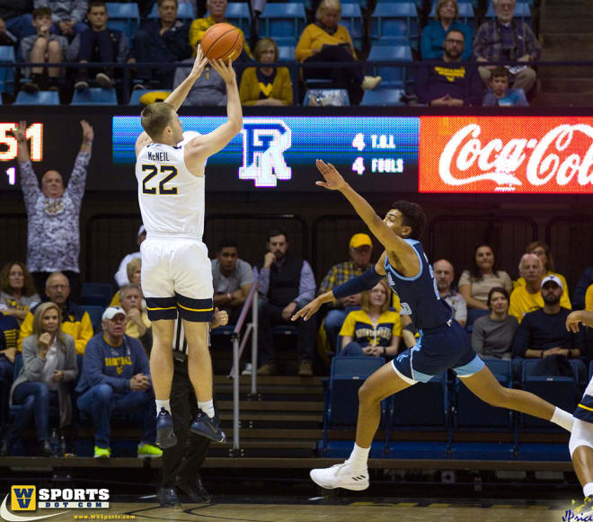 West Virginia Mountaineers sophomore guard Sean McNeil is shooting 40.5 percent from the field this year.