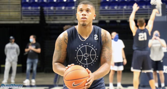 Penn State Nittany Lions basketball senior guard Myles Dread at practice