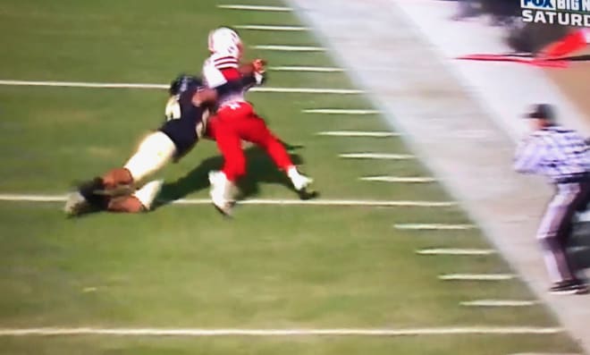 Purdue's defense did a nice job tackling in space and defending the edges. Here, Derrick Barnes showed great pursuit.