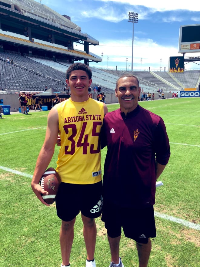 Daylin McLemore and ASU head coach Herm Edwards during the June Maroon and Gold Camp (Daylin McLemore Twitter)