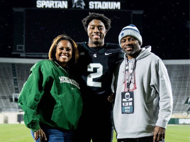 Nikki (left), Aidan (Center) and Adrian (right) Chiles during Michigan State official visit (Photo courtesy of Nikki Chiles).