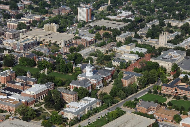 An aerial view of Mizzou's campus.