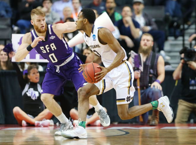 V.J. Beachem finished with 15 points in Notre Dame’s 76-75 win over Stephen F. Austin.