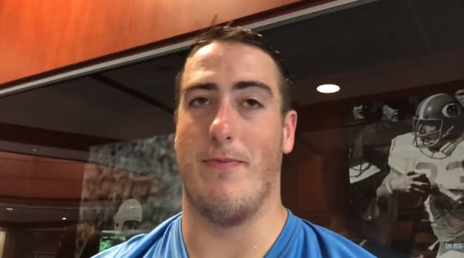 Charlie Heck and five other Tar Heels discuss their scrimmage Saturday at Kenan Stadium.