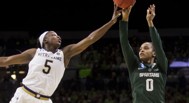 Notre Dame's Jackie Young finished with 21 points, 11 rebounds and seven assists in the 91-63 rout of Michigan State.