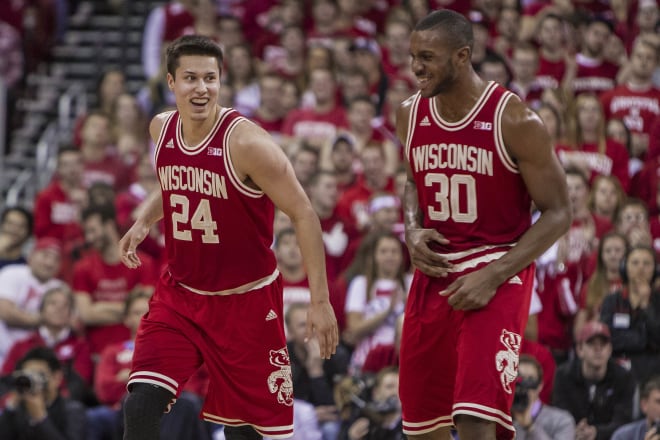Bronson Koenig (left) and Vitto Brown (right) have helped lead the Badgers toward the top of the poll.
