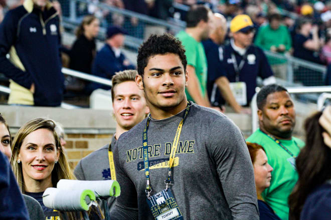 Georgia tight end Tommy Tremble during his official visit to Notre Dame last month.