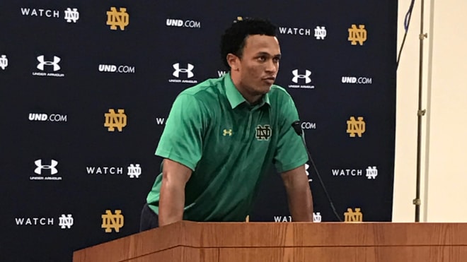Notre Dame quarterback DeShone Kizer speaks to the media Wednesday.
