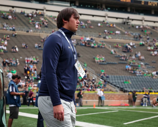 2026 offensive tackle Lucas Tielsch enjoyed what he saw on Saturday while visiting Notre Dame. The Copley (Ohio) High recruit met with director of recruiting Chad Bowden and offensive coordinator/tight ends coach Gerad Parker.