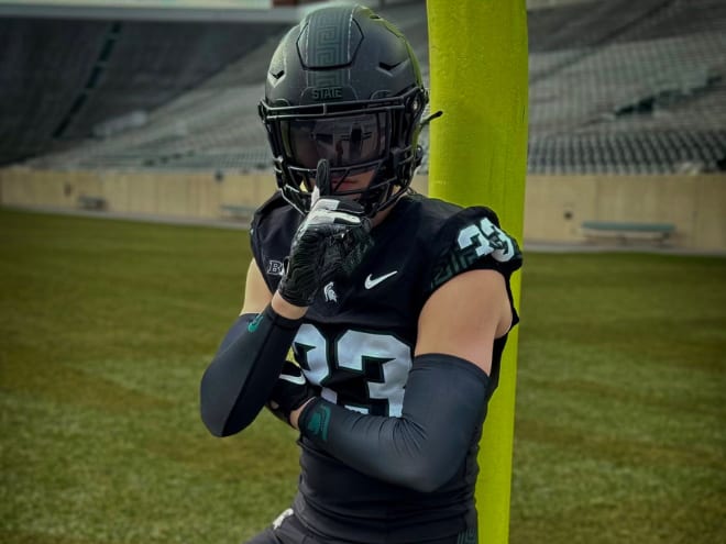 2025 four-star linebacker Grant Beerman during previous Michigan State visit on Feb. 3, 2024. (Photo courtesy of Grant Beerman/MSU Football) 