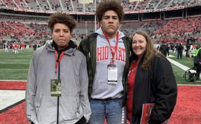 The last time Rigney and her sons went to Ohio State was for a game last fall, but they're hoping to return before he decides (Photo via Leigh's Twitter account)