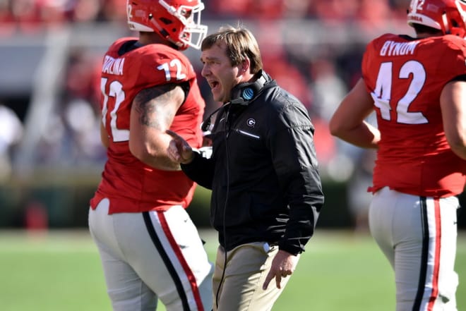 Georgia head coach Kirby Smart is 2-2 in bowl games at Georgia. He has wins in the Rose Bowl versus Oklahoma and 2019 Sugar Bowl versus Baylor, and losses against Alabama in the CFP title game and Texas in the 2018 Sugar Bowl.