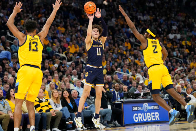 Notre Dame men's basketball's record dropped below .500 after losing at Marquette on Saturday. The Irish had 19 turnovers.