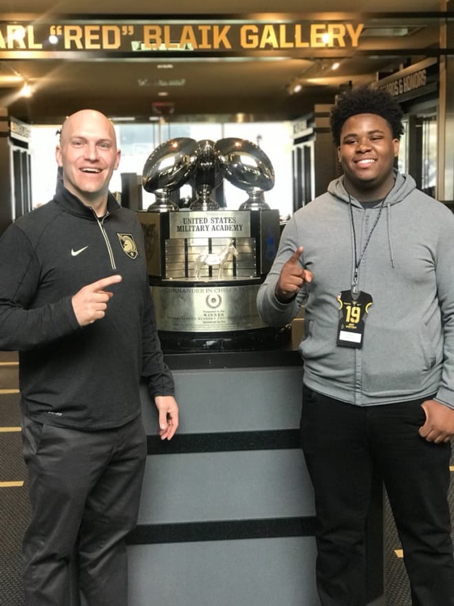 2019 DL Billy Wooden with Army defensive line coach, Chad Wilt