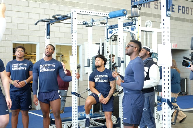Oweh (second left) has impressed throughout Penn State's winter workouts.