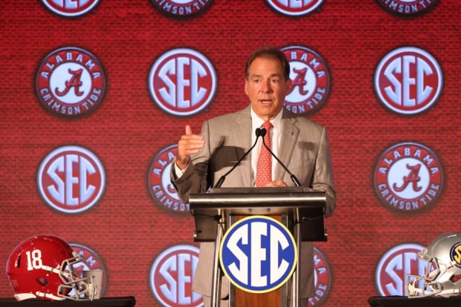 Nick Saban took center stage Wednesday at SEC Media Days