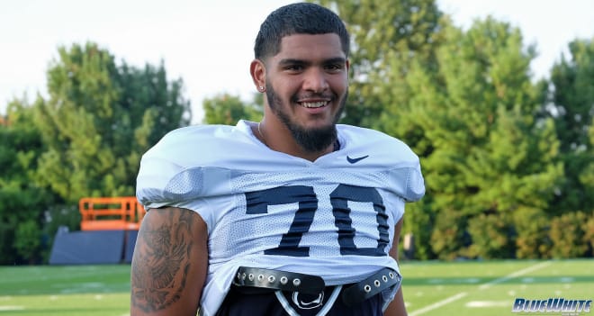 Penn State lineman Juice Scruggs could play all five positions according to Phil Trautwein.