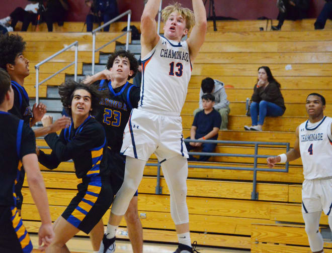 Bryce Goldman (Chaminade) rises for a jumper in traffic.