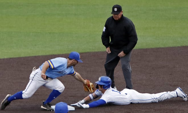 Kentucky's Chase Estep slid safely into second base for a double in Tuesday's win over Morehead State.