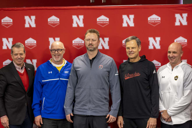 From left to right: Nebraska Governor Jim Pillen, Rick Squiers, Matt Buttermore, John Cook and Scott Kneifl.