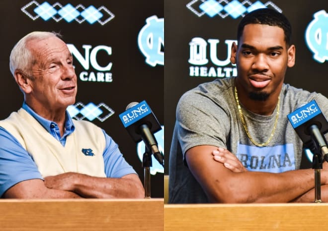 With the season opener Wednesday night versus Notre Dame, Roy Williams and Garrison Brooks met with the media Tuesday.