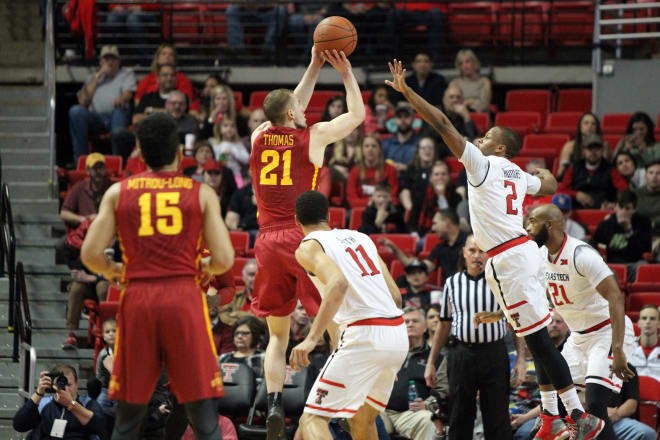 Matt Thomas had 16 first-half points and 20 for the game as Iowa State beat Texas Tech in overtime.
