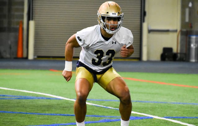 Notre Dame Fighting Irish football senior linebacker Shayne Simon