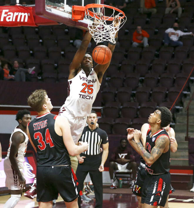 Virginia Tech senior power forward Juystn Mutts had 24 points in his last game against Notre Dame on Saturday.